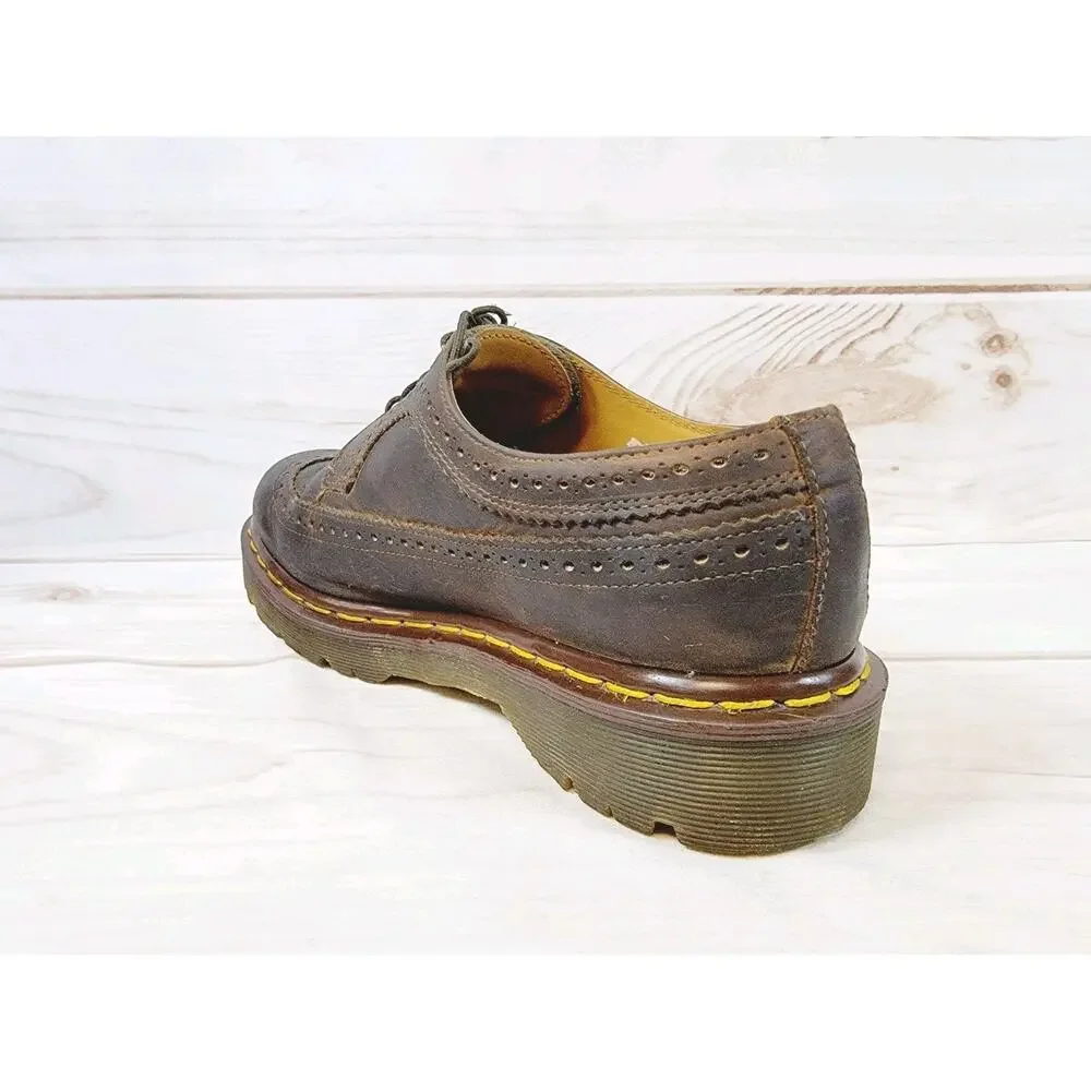 Doc Martens 3989/34 Brown Brogue Wingtip Oxford Shoes Mens Sz 7 Vintage England